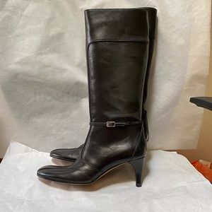 Bally Black Mid-Heel LeatherBoots, 36.5/6